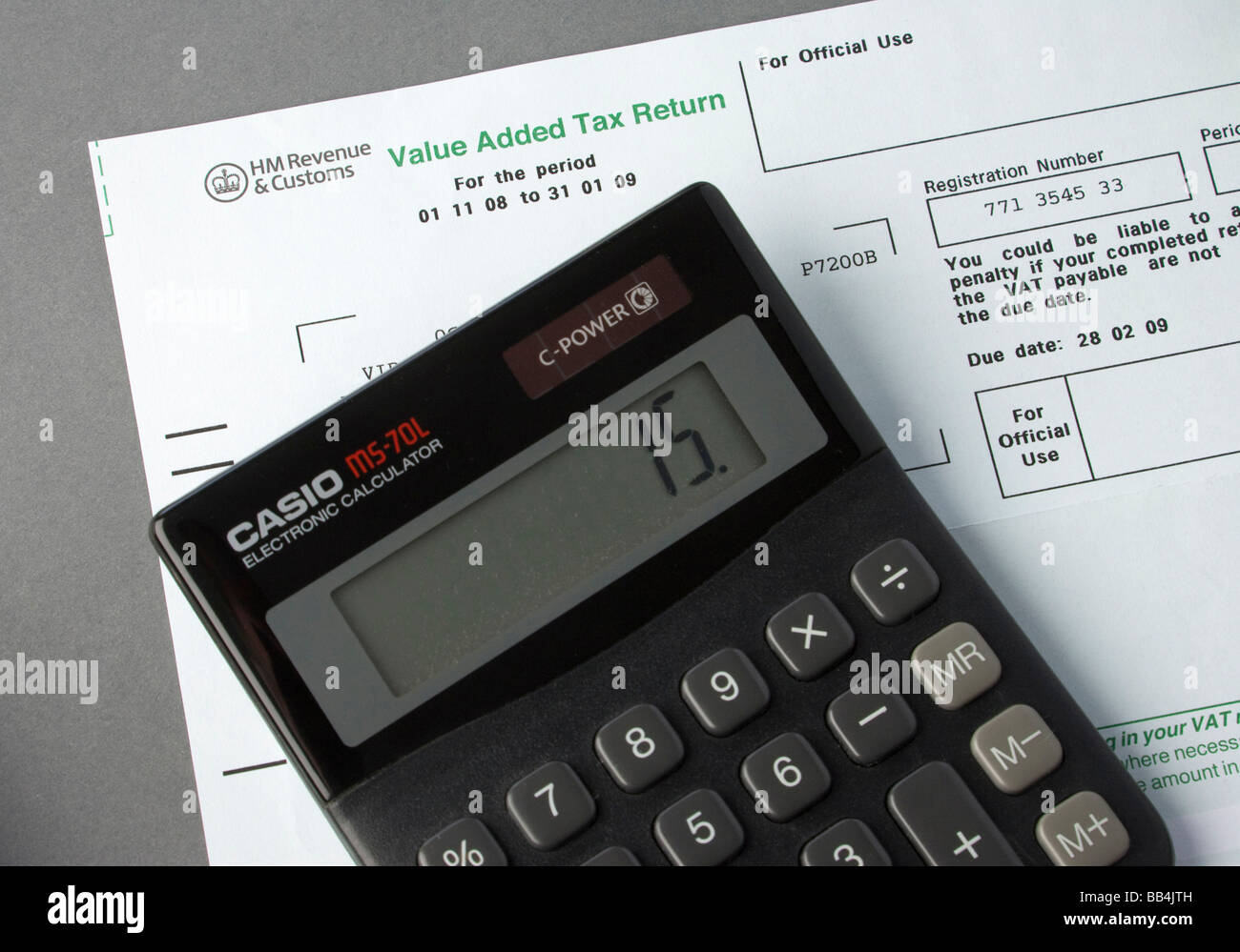 VAT return form and calculator Stock Photo