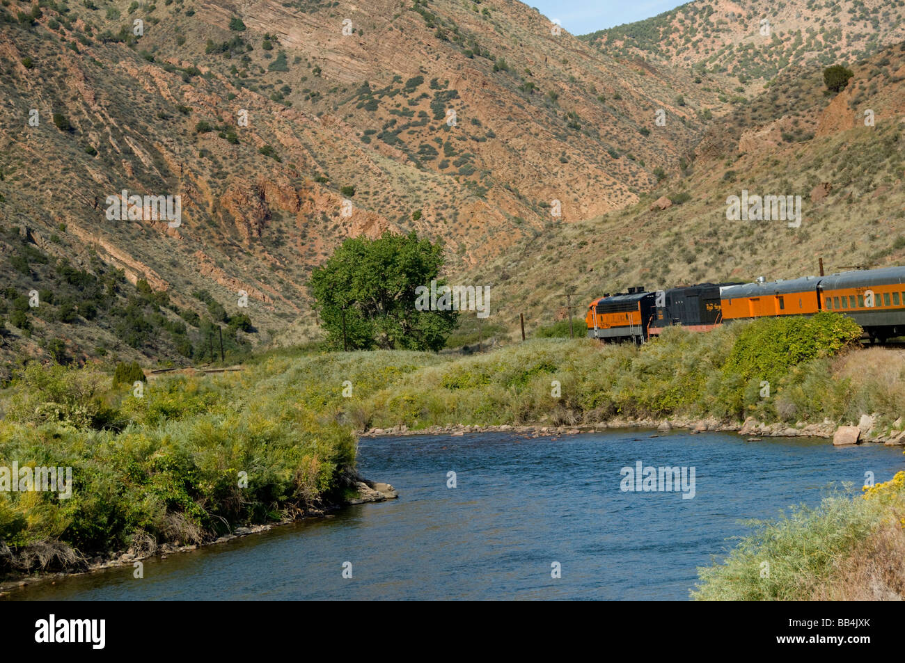 Colorado, Canon City, Royal Gorge Railroad. Views from the train along ...