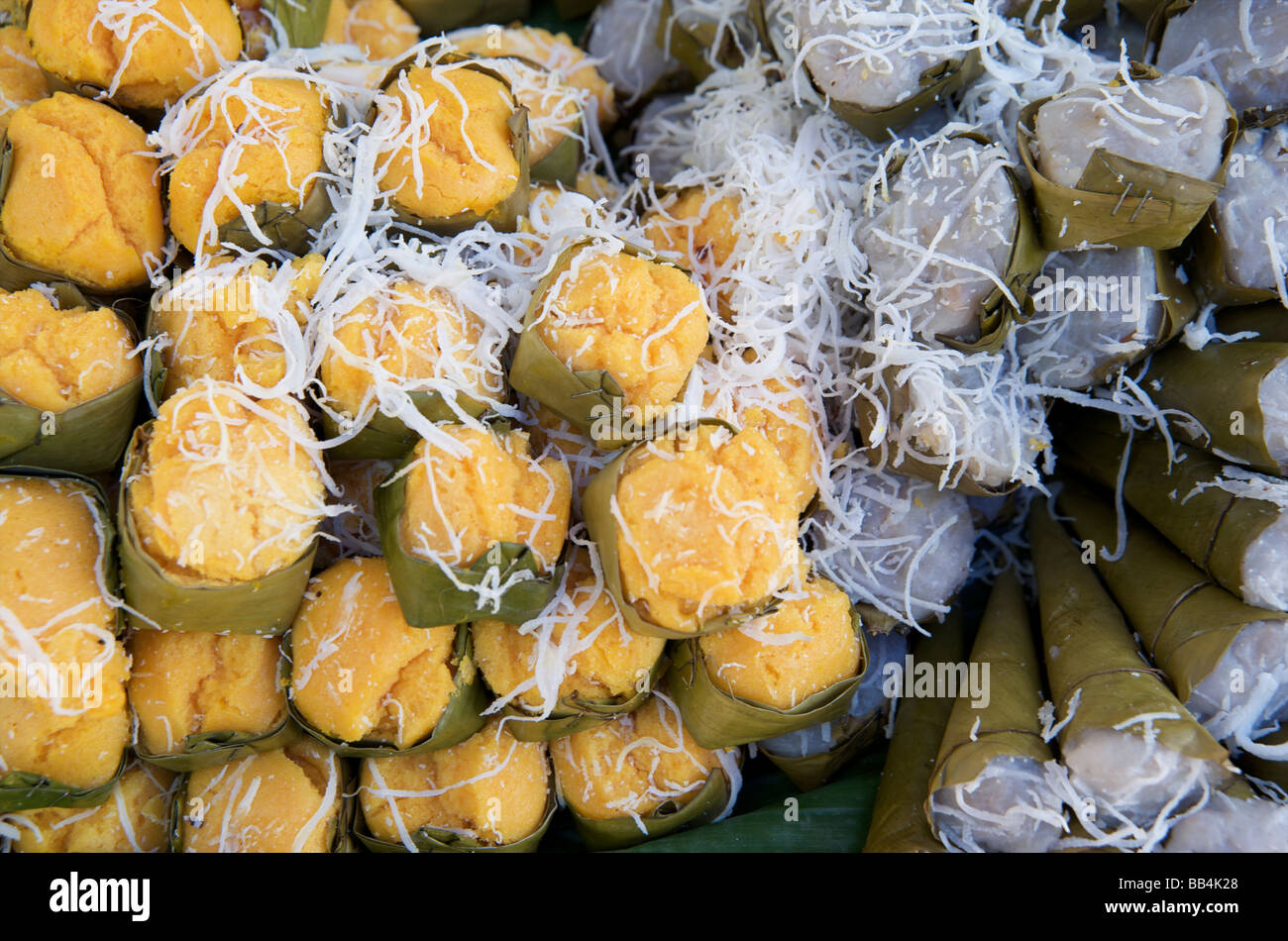 Coconut desserts on a Chiang Mai street stall Thailand Stock Photo Alamy