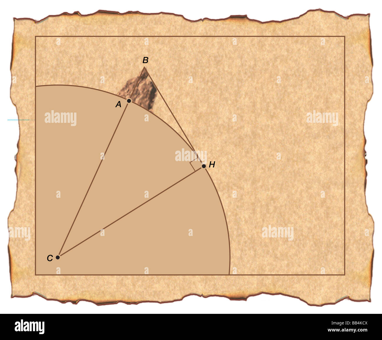 Medieval Arabic method of measuring the Earth. Stock Photo