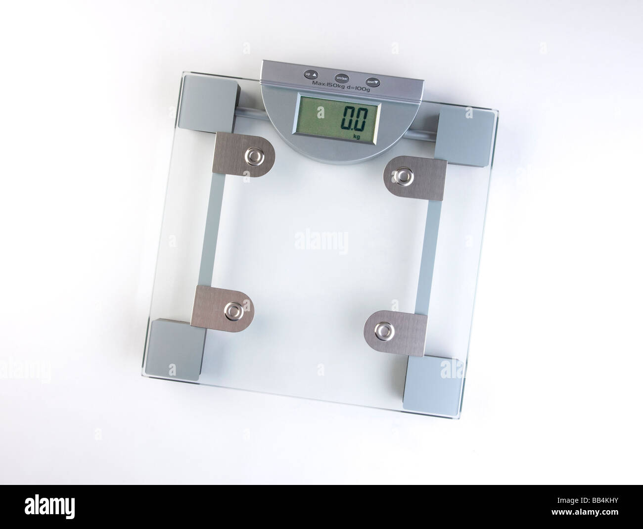 digital weighing scales that have electrode sensors to determine fat content Stock Photo