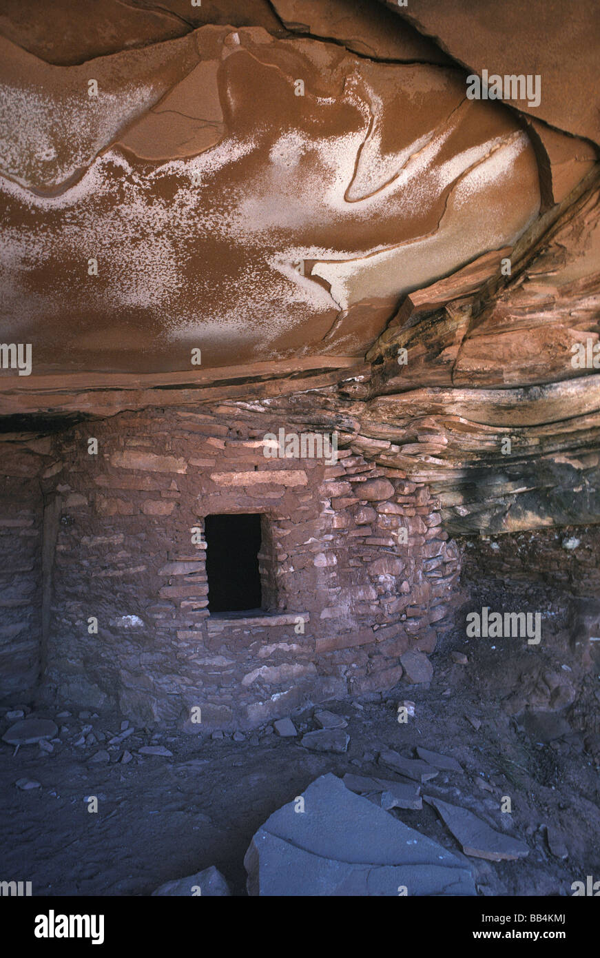 Prehistoric cliff dwelling built by the Anasazi in a backcountry canyon ...
