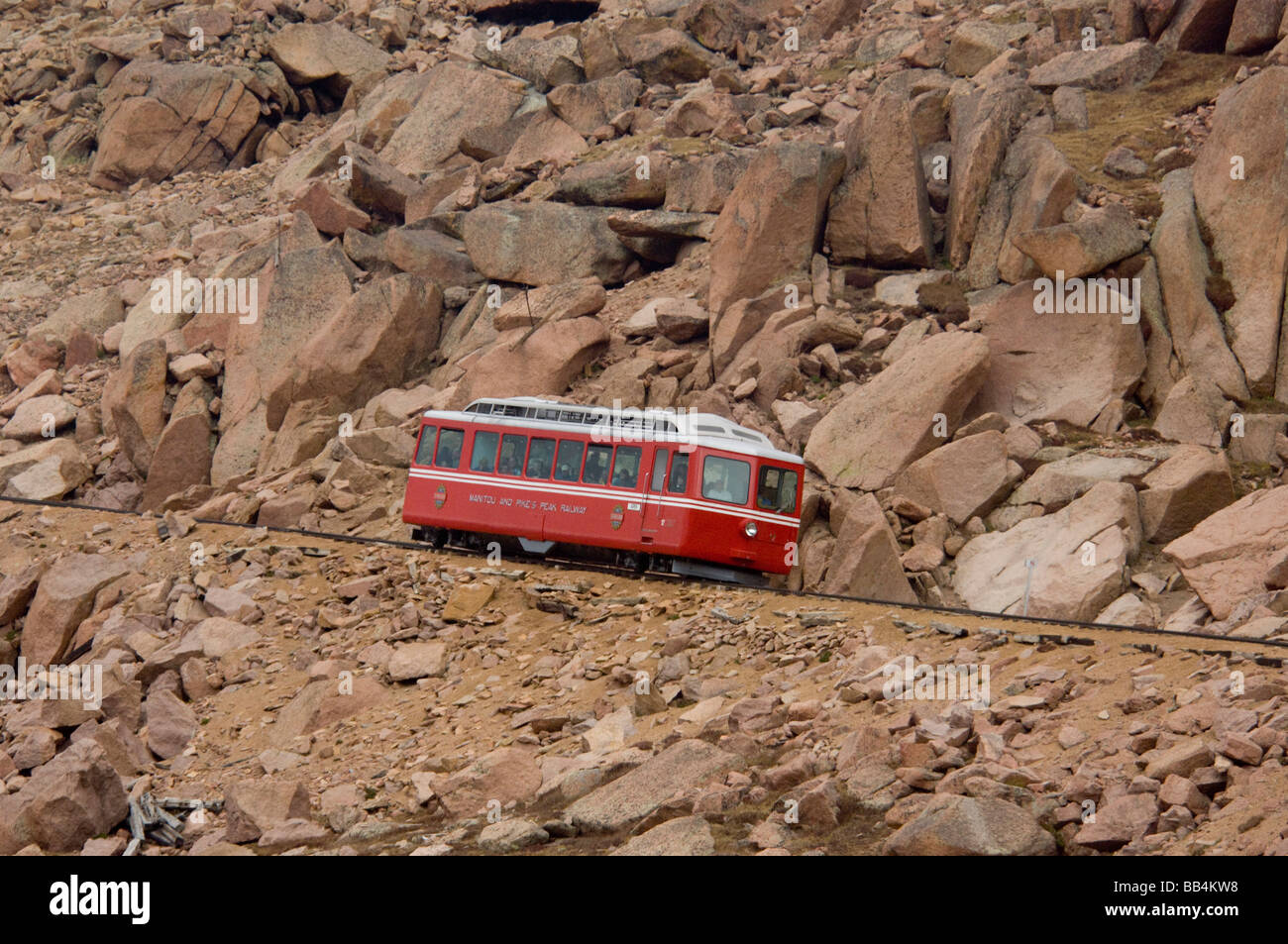 Colorado, Colorado Springs. Pikes Peak Cog Railway. Views from the train near summit & above tree line. Property released. Stock Photo