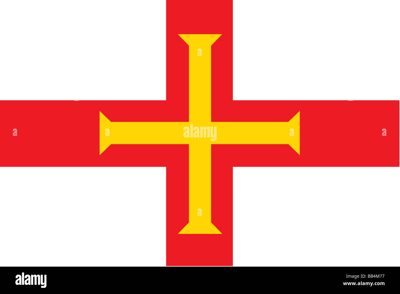 Flag of Guernsey, a crown dependency of the United Kingdom. Stock Photo
