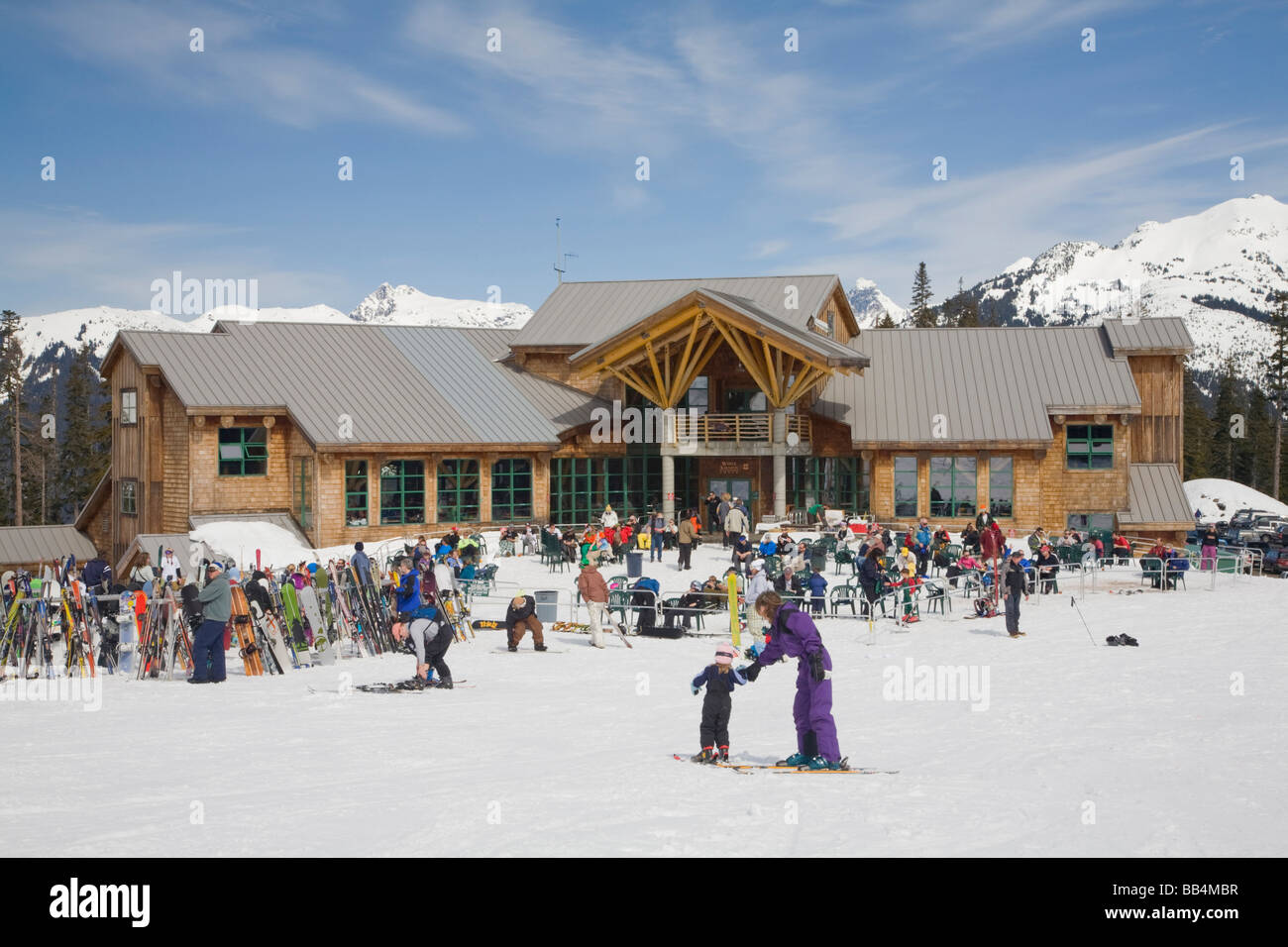 WA, Mount Baker Ski Area, White Salmon Lodge, view from the ski run