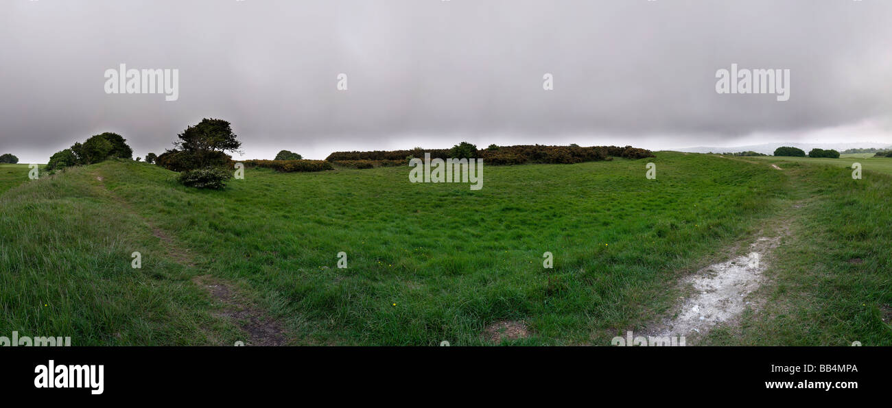 Hollingbury Iron Age hillfort on the South Downs near Brighton, East Sussex, UK Stock Photo