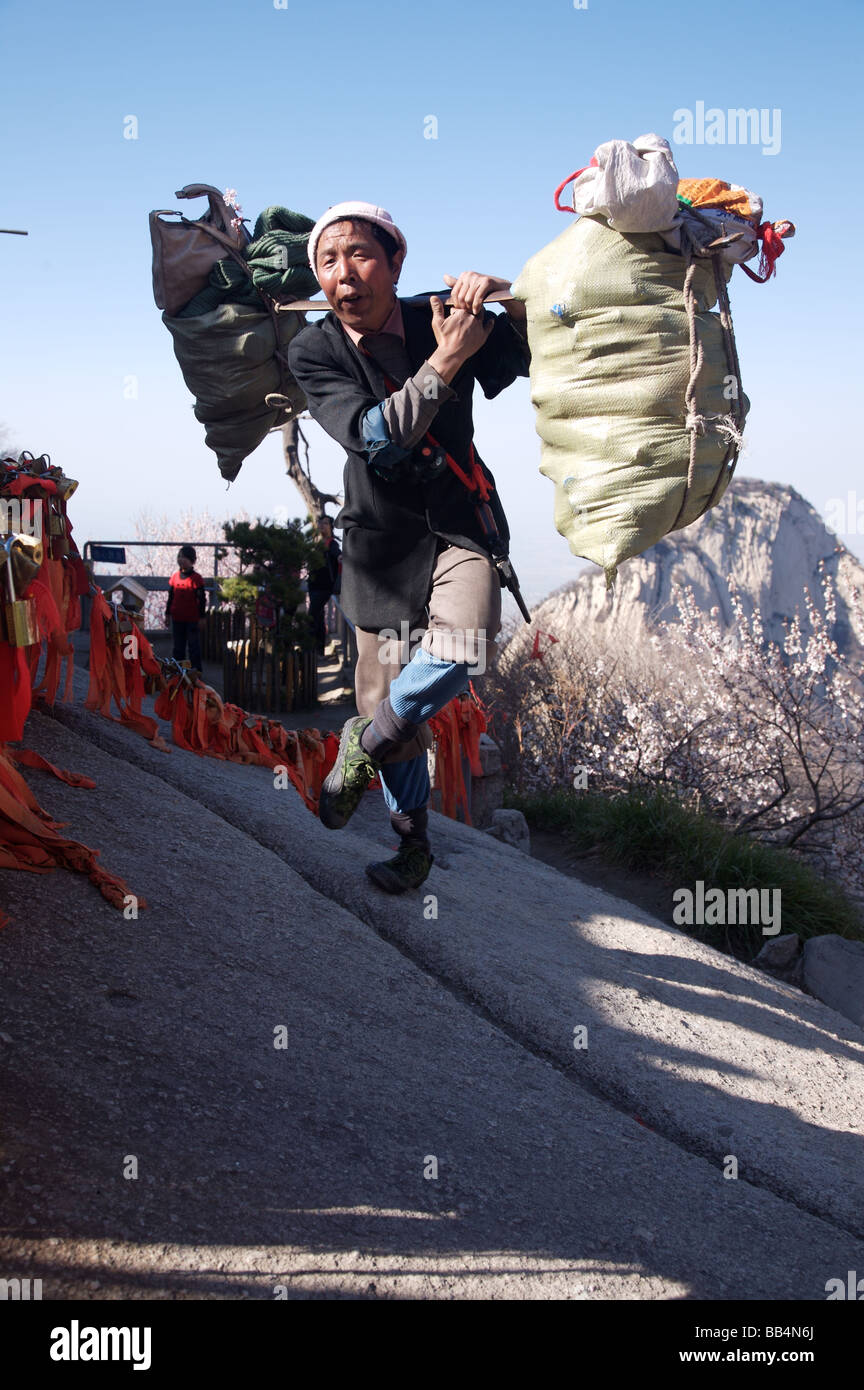 Singing Man on Mount Huashan Stock Photo