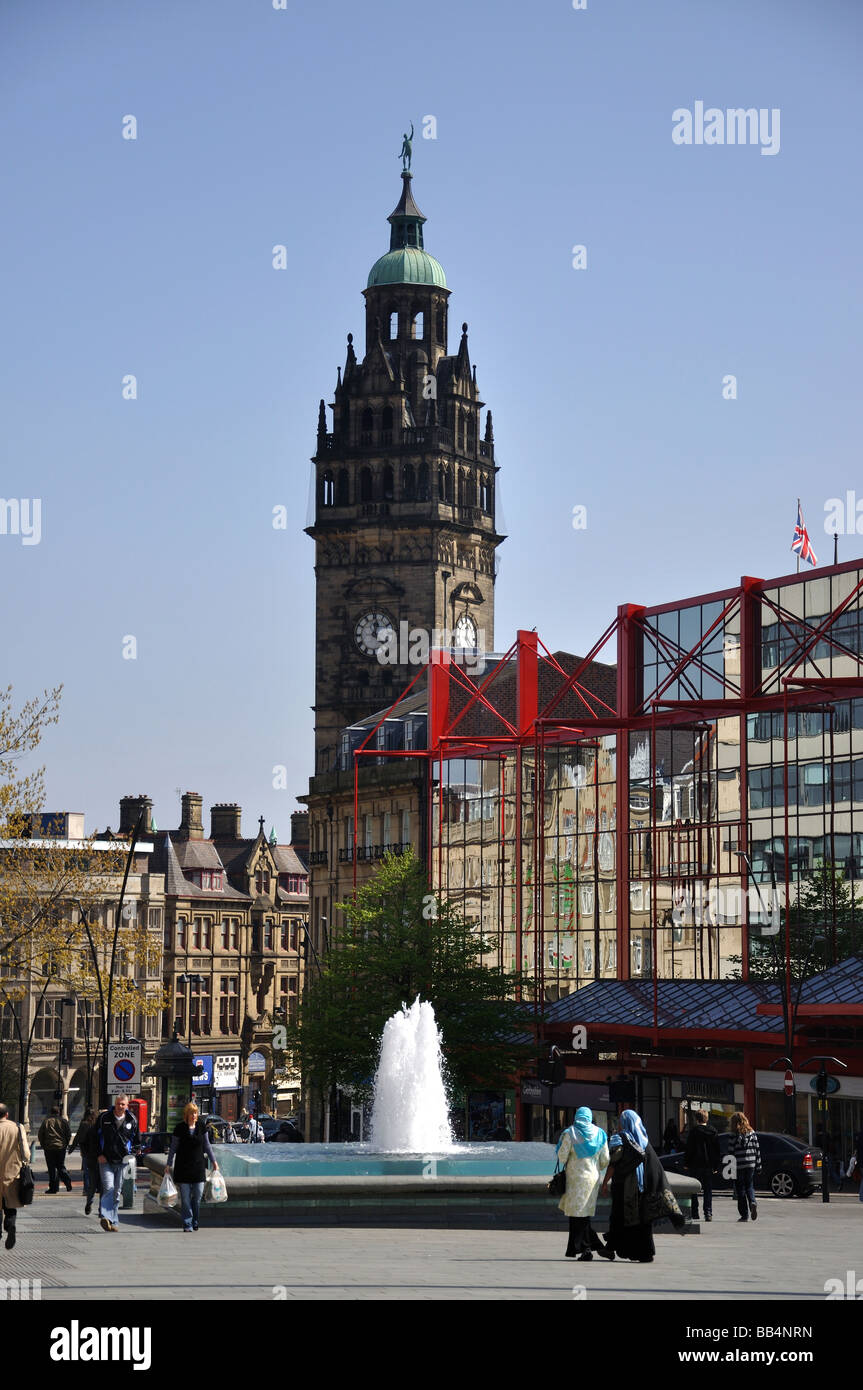 Sheffield Town Hall Clock Tower, Fargate, Sheffield, South Yorkshire, England, United Kingdom Stock Photo