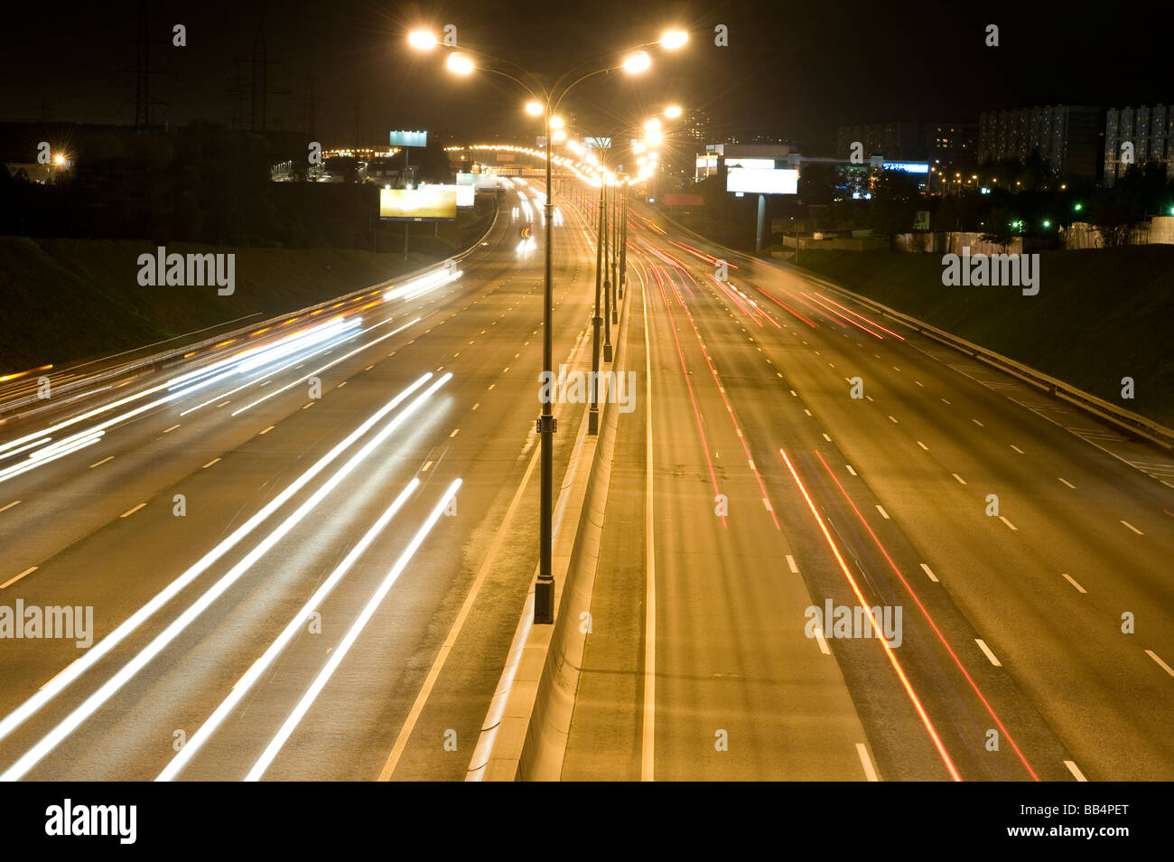 Moscow highway in the night traffic light Stock Photo - Alamy