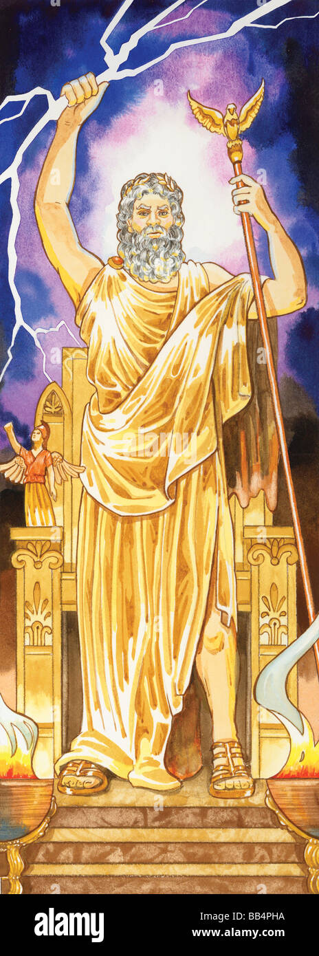 In ancient Greek mythology, Zeus ruled over all the other gods as well as humans. The Romans associated him with Jupiter. Stock Photo