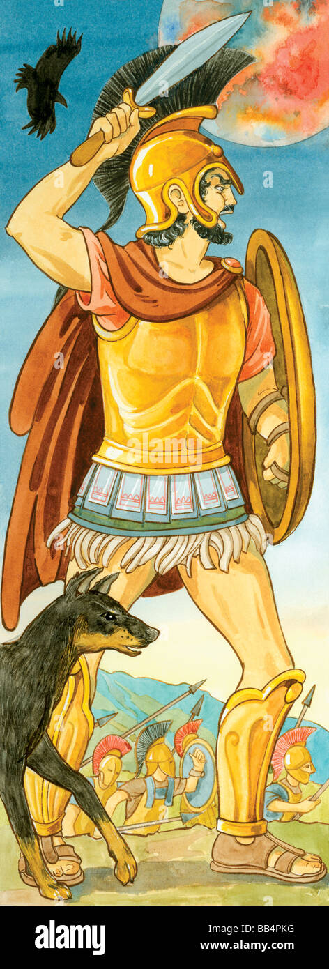 In ancient Greek mythology, Ares was the god of war. In Roman mythology, he is associated with Mars. Stock Photo