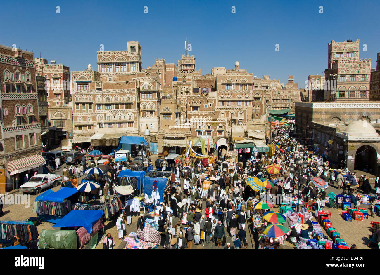 Bab Al Yemen market in the old town district of Sana'a Yemen Stock Photo