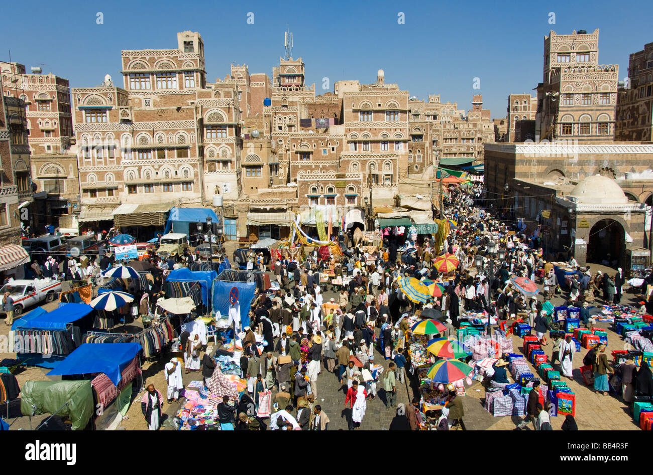 Bab Al Yemen market in the old town district of Sana'a Yemen Stock Photo