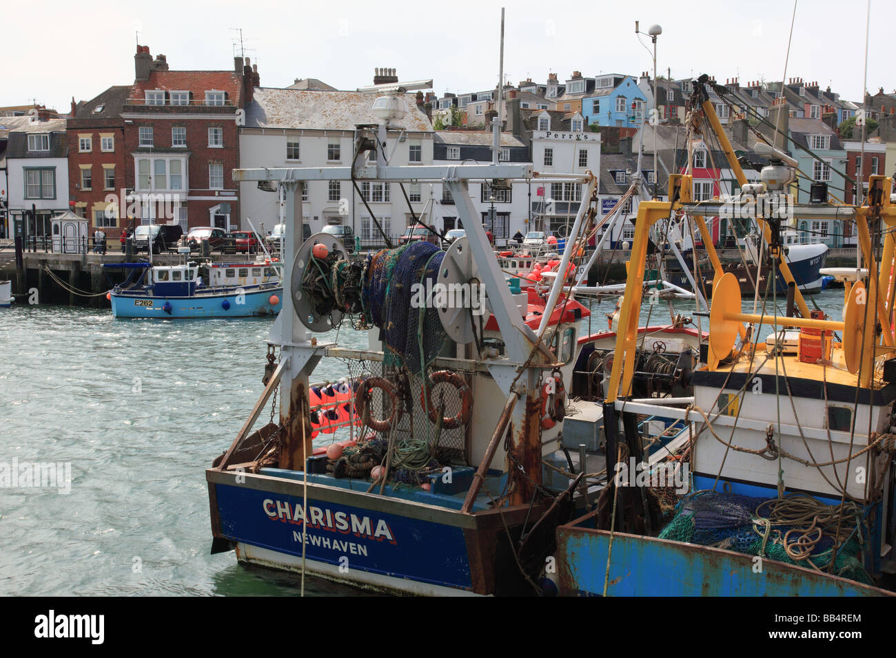 Fishing boats / trawlers in Weymouth Old Harbour area, Dorset, England