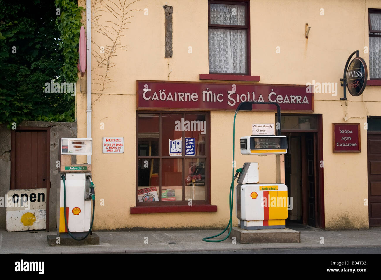 Europe, Ireland, Kilcar. Close-up of roadside gas station. Stock Photo