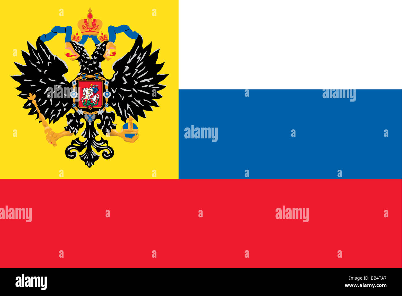 Historical flag of the Russian Empire from 1914 to 1917. Stock Photo