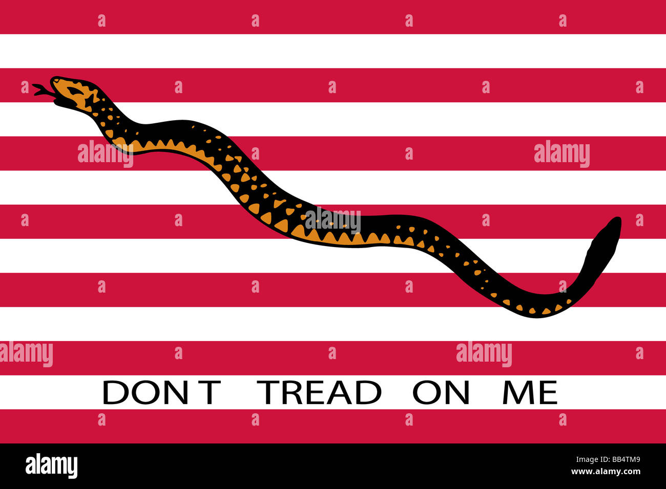 1st Navy Jack, 1776 (Rattlesnake and 13 stripes). 'Don't Tread On Me' Stock Photo