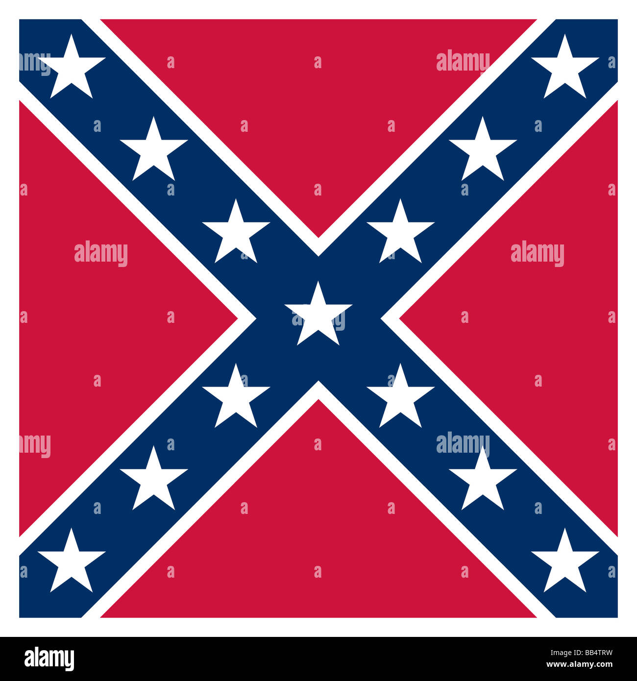 Historical flag of the United States of America. Confederate soldiers carried this battle flag during the Civil War. It was neve Stock Photo