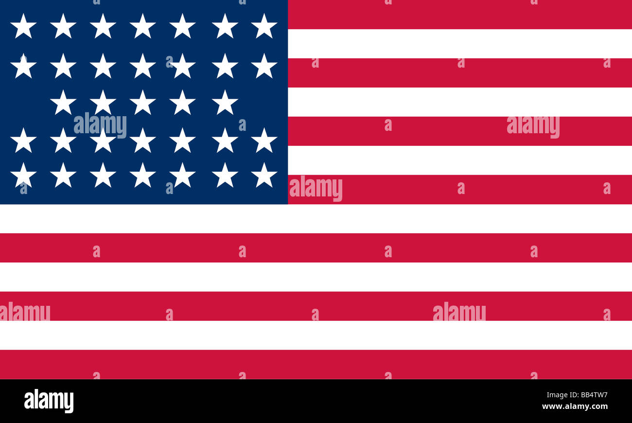 Historical flag of the United States of America. 1859 to 1861. At start of the Civil War the flag had 33 stars; flag was never c Stock Photo