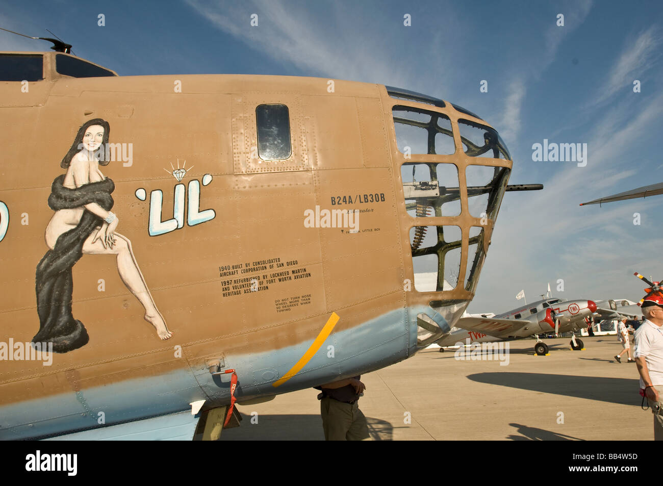 Nose art of Consolidated B-24 Bomber Diamond Lil, reconfigured in 2007 and renamed Ol 927 Stock Photo