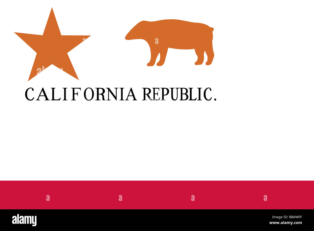 Historical flag of the United States of America. When American settlers in California organized the California Republic June 14, Stock Photo