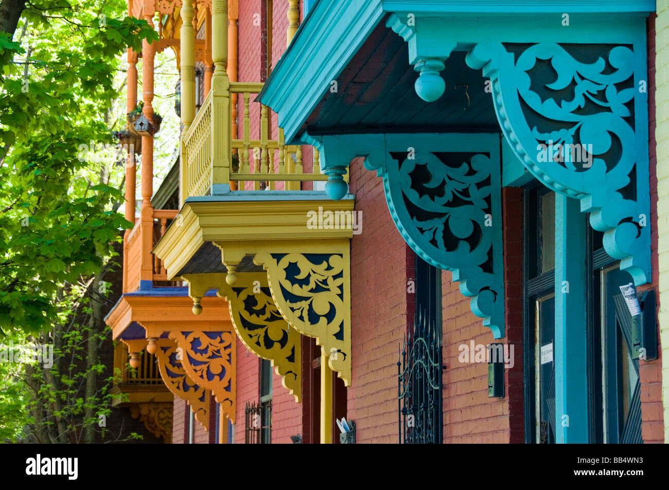Plateau Mont Royal houses Montreal Quebec Canada Stock Photo