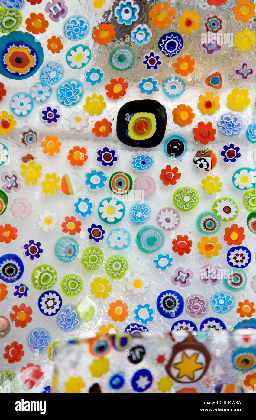 Europe, Italy, Venice. Colorful Millefiori glass details. Stock Photo