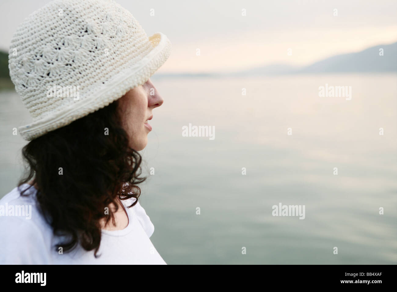 Portrait of woman at the lake Stock Photo