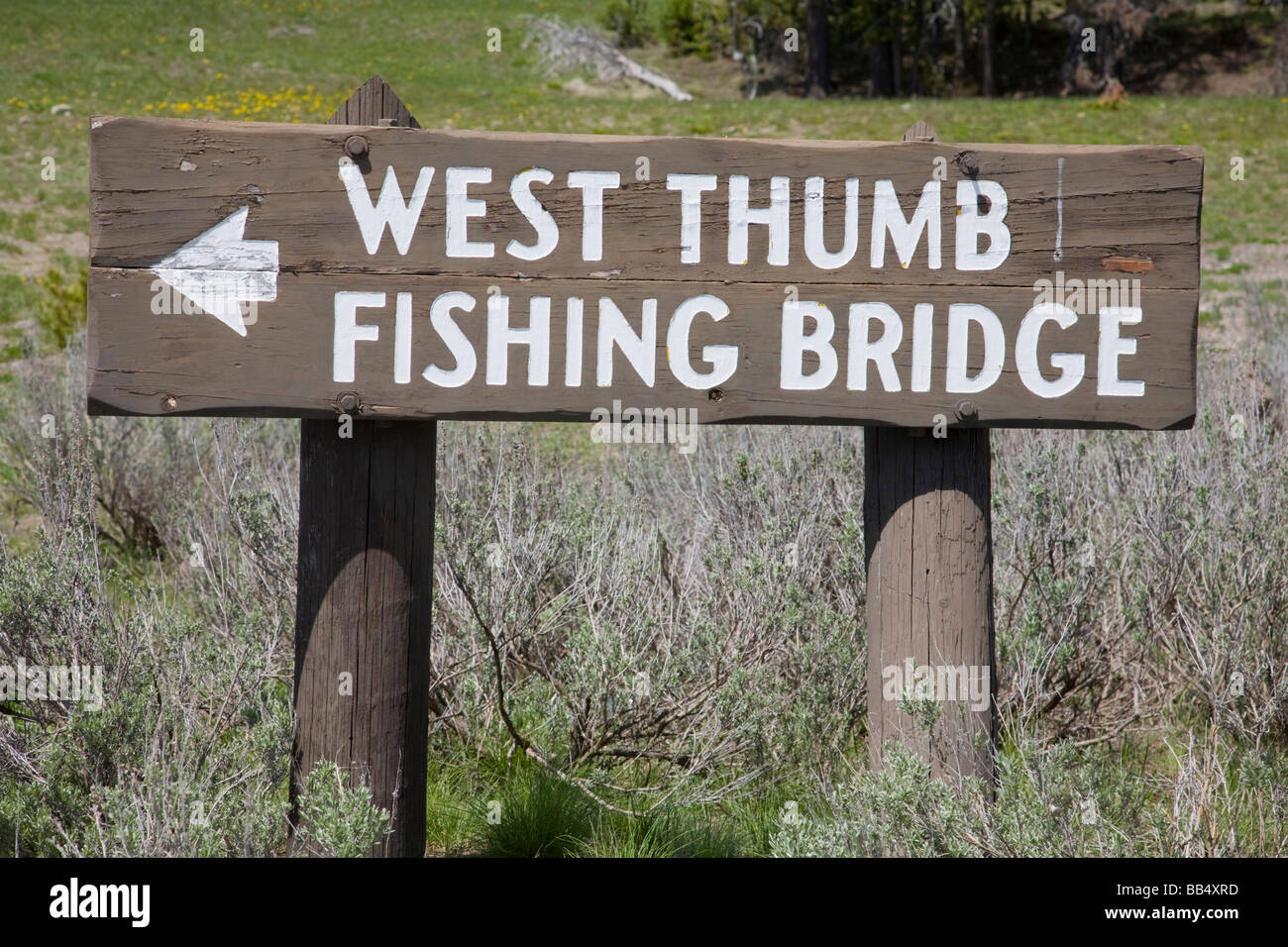 WY, Yellowstone National Park, Lakke Village area, directions sign