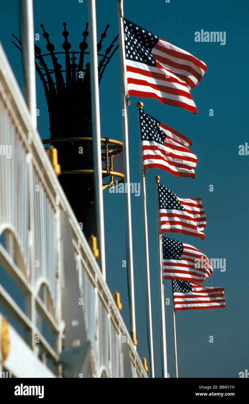 North America, USA. American flags and smoke stack Stock Photo - Alamy