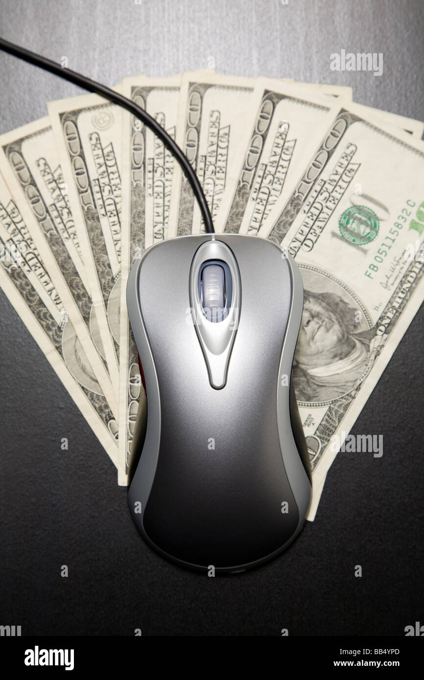 Computer mouse and 100 dollar bills Stock Photo Alamy