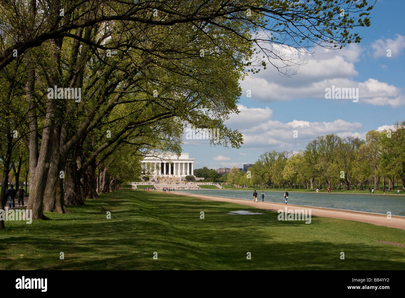 Washington, D.C. Lincoln Memorial, Reflecting Pool, Spring Day. Stock Photo