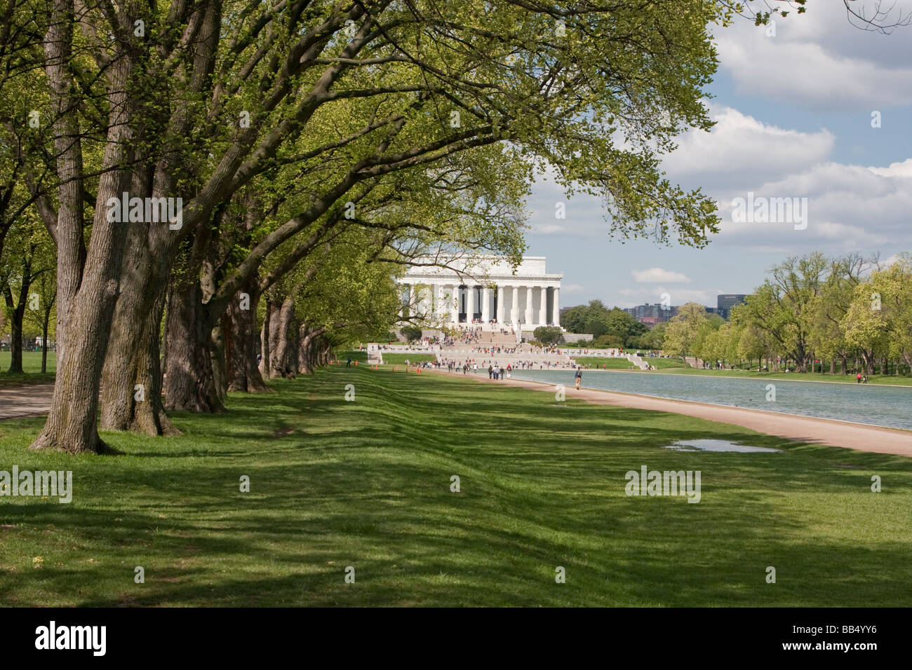 Washington, D.C. Lincoln Memorial, Reflecting Pool, Spring Day. Stock Photo