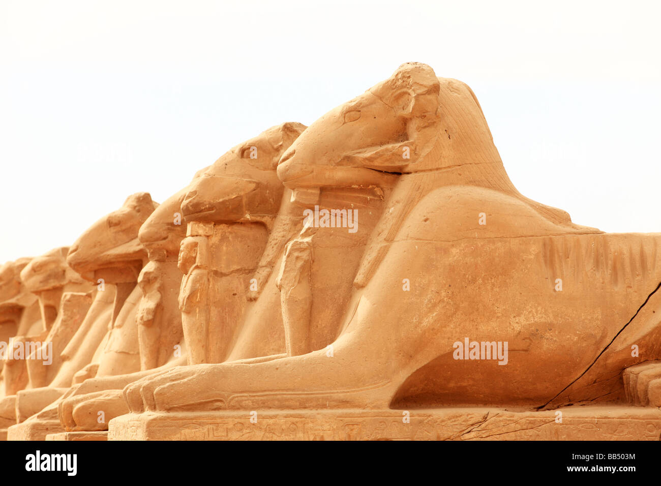 Sphinx sculptures at Karnak temple, Egypt Stock Photo