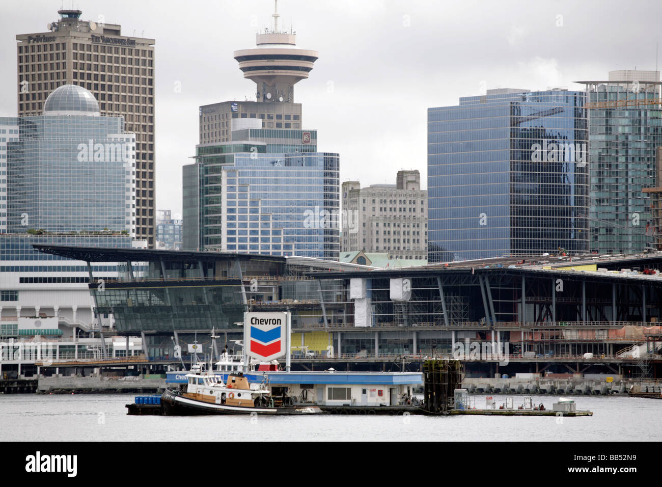 Chevron Boat fuel station in the bay at Vancouver, Canada Stock Photo