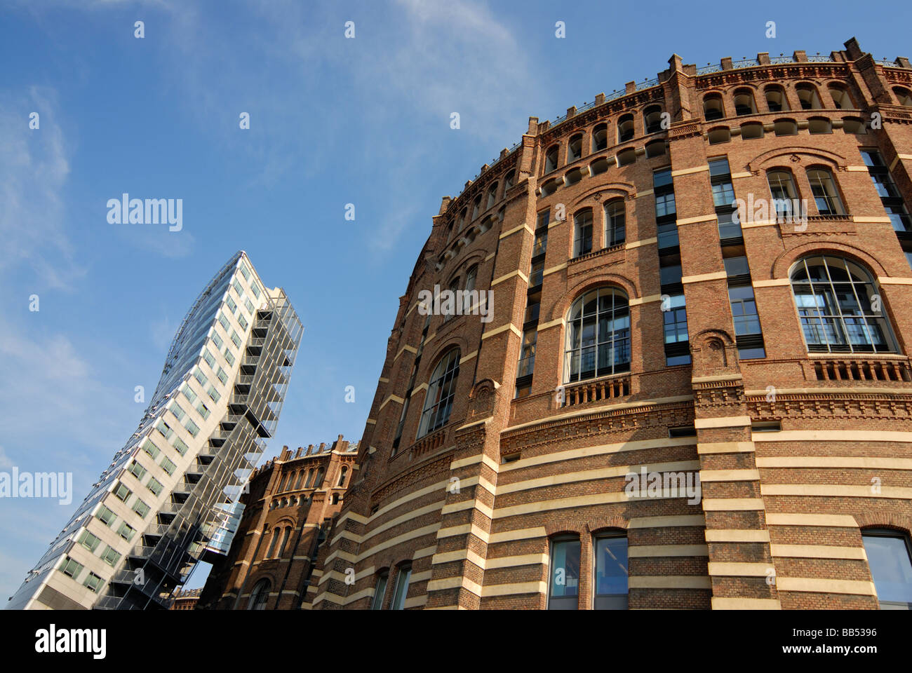 Renovated Historic Gasometers A and B in Simmering Vienna Austria Stock Photo