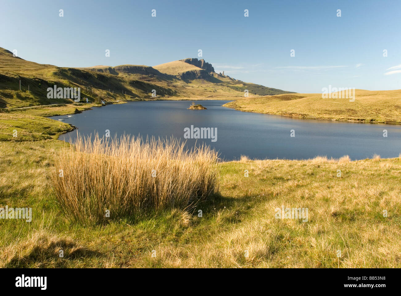 Storr Lochs and Old Man of Storr Isle of Skye Scotland Stock Photo