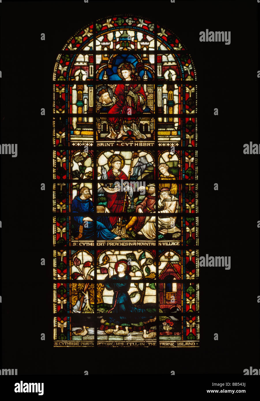 Durham Cathedral Saint Cuthbert stained glass Stock Photo Alamy