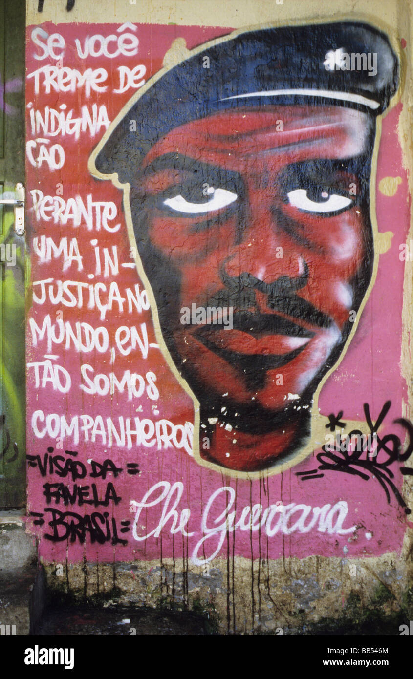 Grafitti Santa Marta Favela Rio de Janeiro Brazil Stock Photo