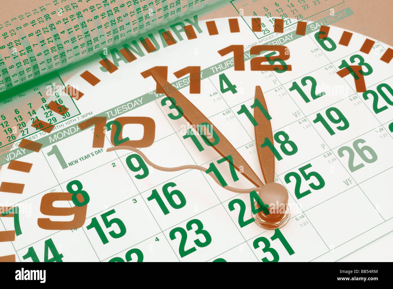 Calendar and Clock Stock Photo
