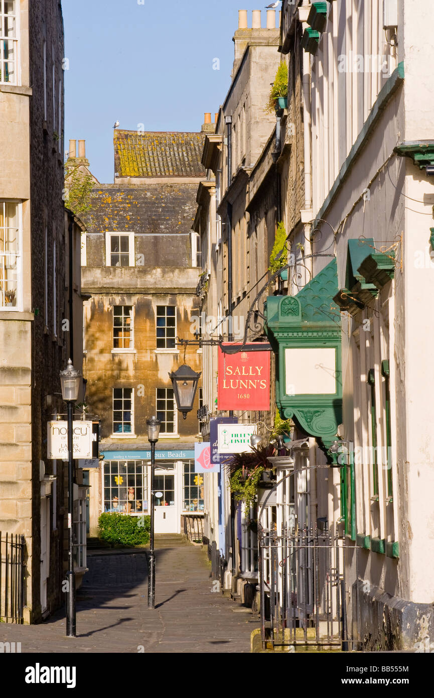 Sally Lunns cafe Bath a typical narrow street in bath,england Stock Photo