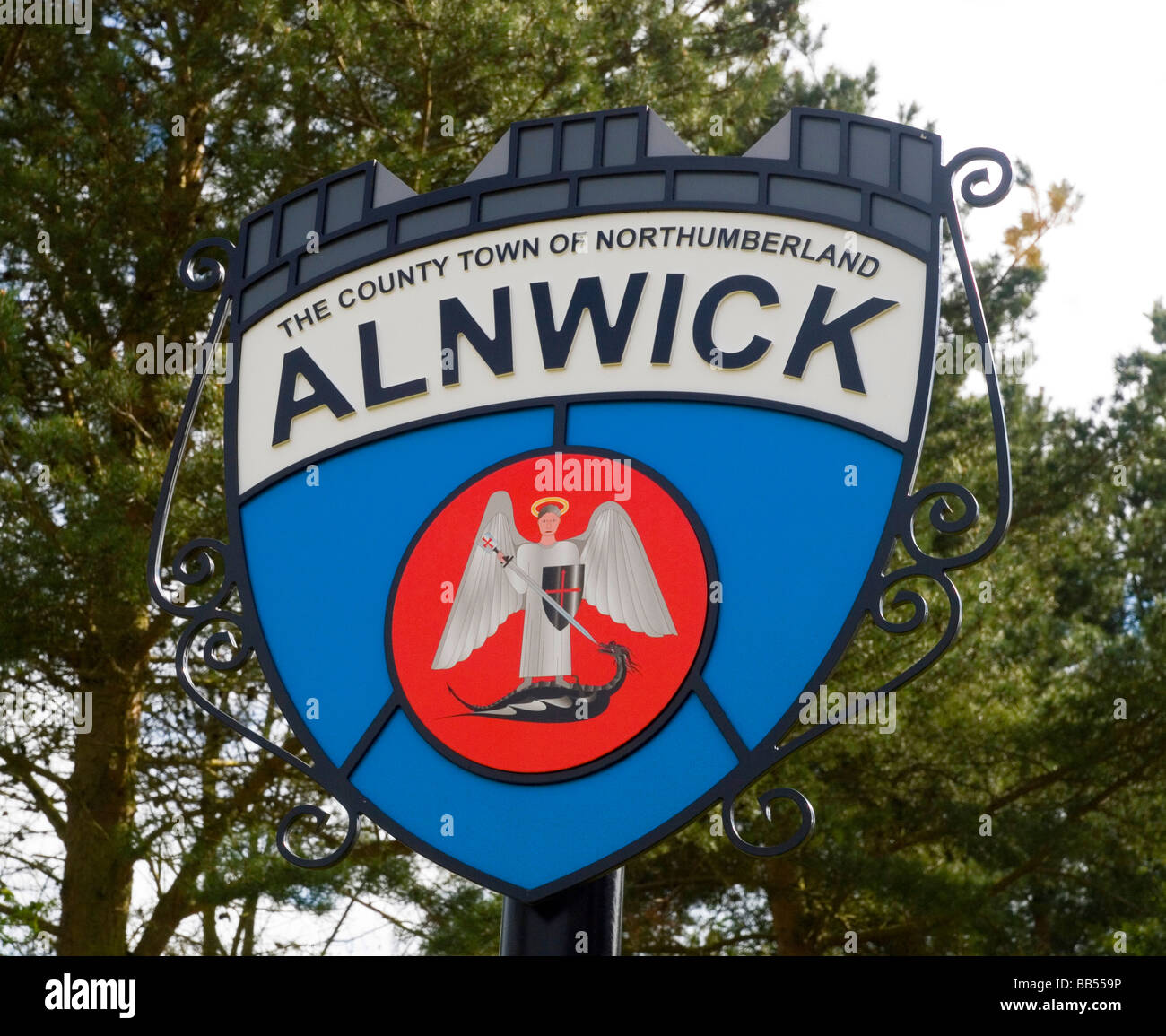 Alnwick Town Centre Northumberland High Resolution Stock Photography