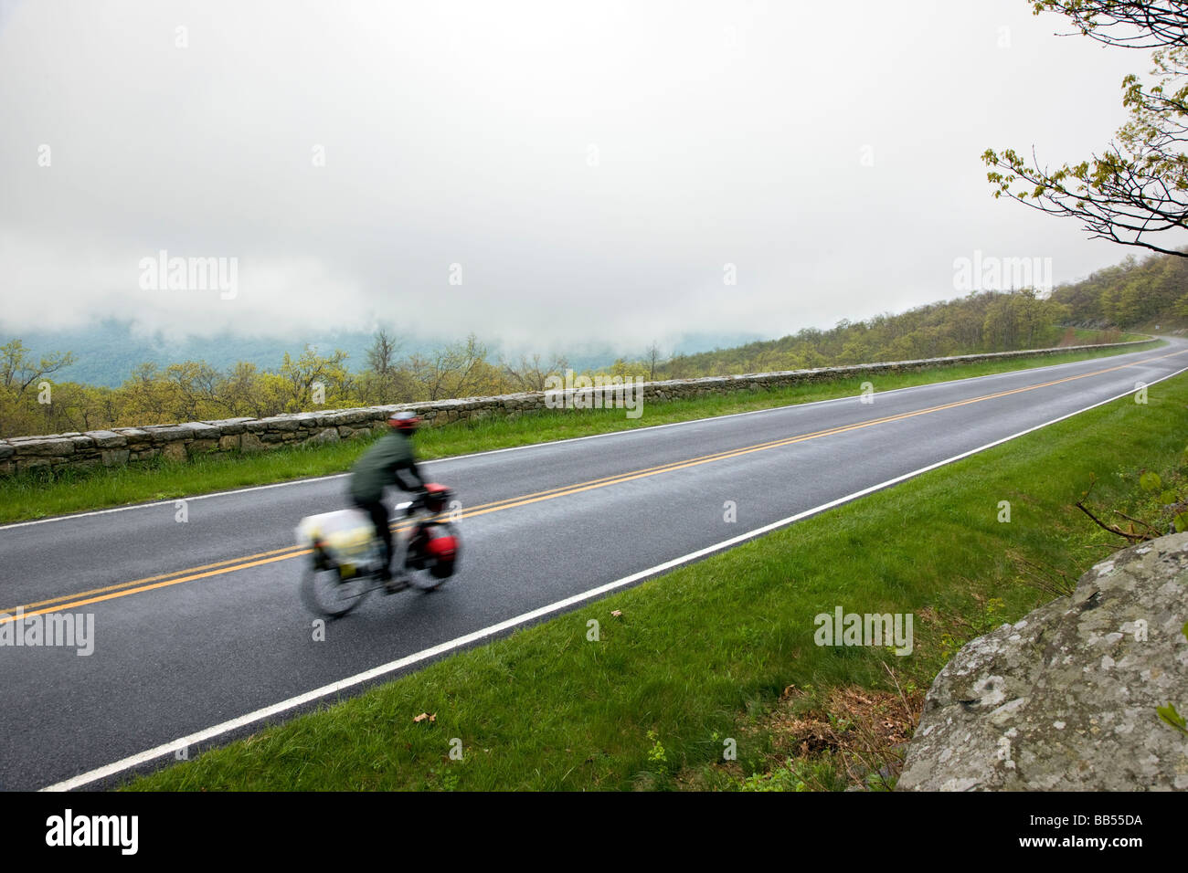 The Skyline Drive winds along the Blue Ridge Mountains near the Gooney Run Overlook in Shenandoah National Park Virginia USA Stock Photo