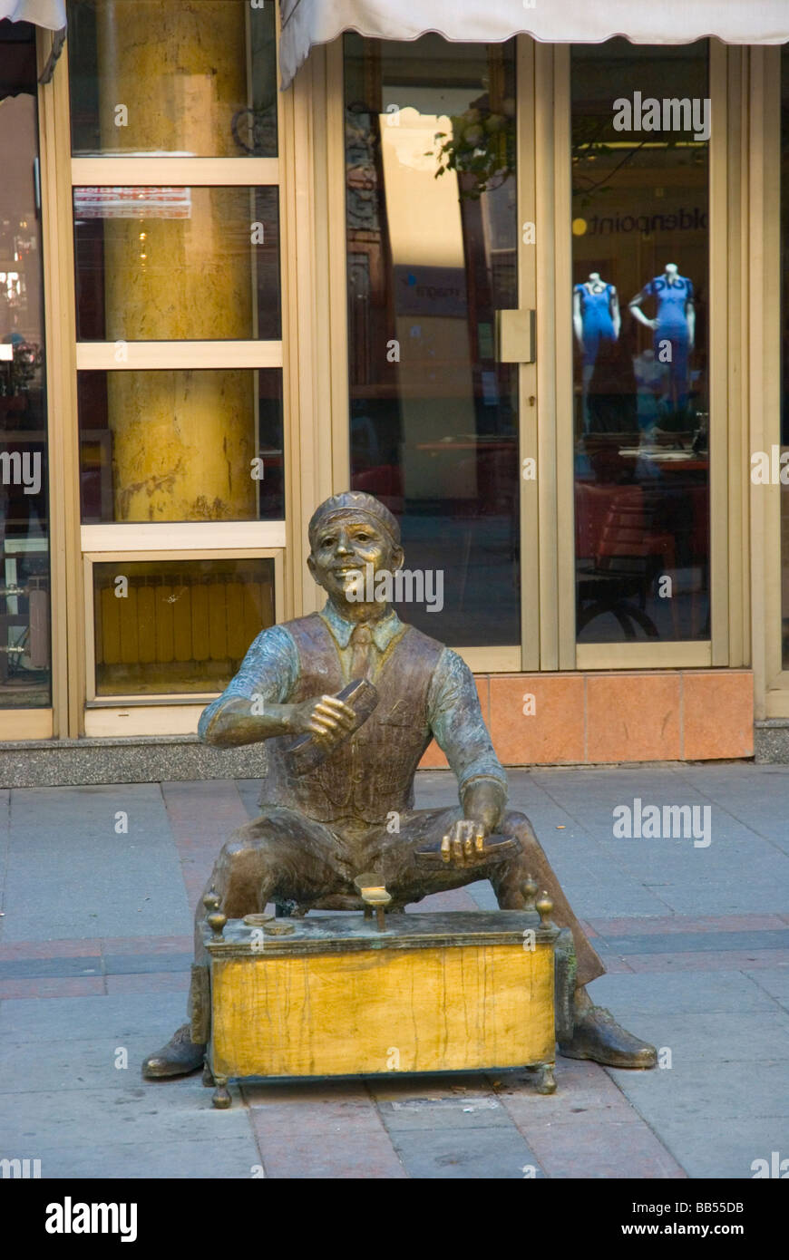 Statue along pedestrianised Ul Marsal Tito street in Skopje Macedonia Europe Stock Photo