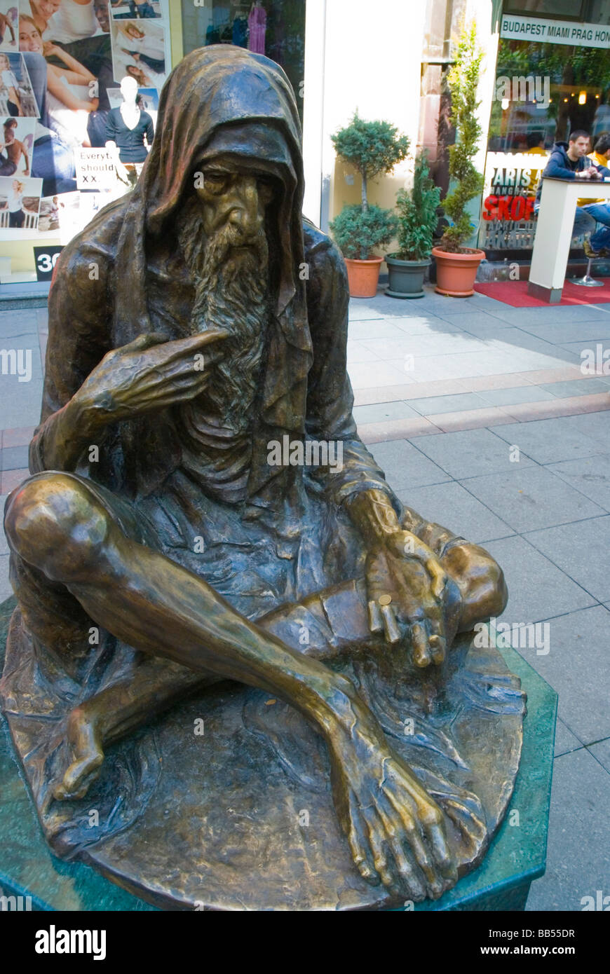Statue along pedestrianised Ul Marsal Tito street in Skopje Macedonia Europe Stock Photo