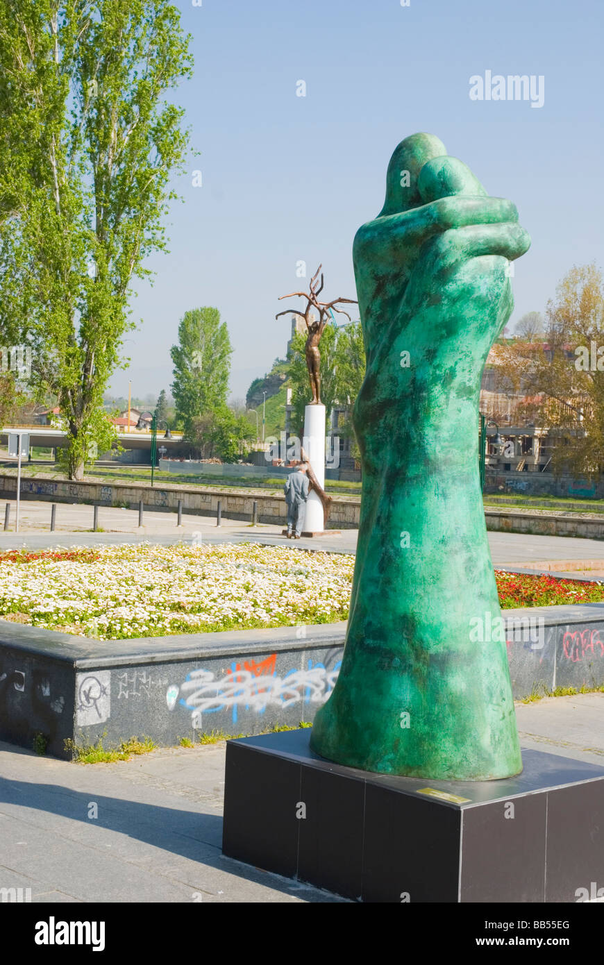 Sculpture at Plostad Makedonija square in Skopje Macedonia Europe Stock Photo