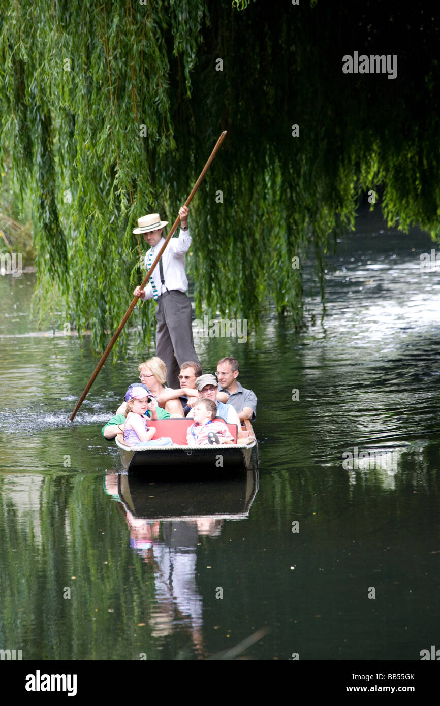 Punting on the River Avon in Christchurch South Island New Zealand Stock Photo