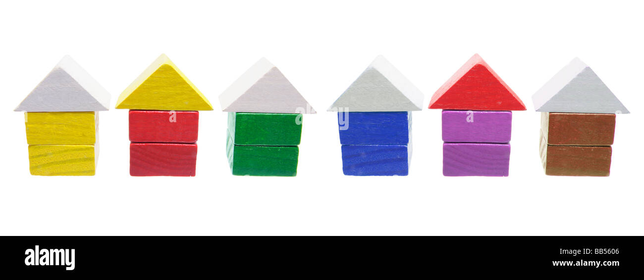 Wooden Miniature Houses Stock Photo