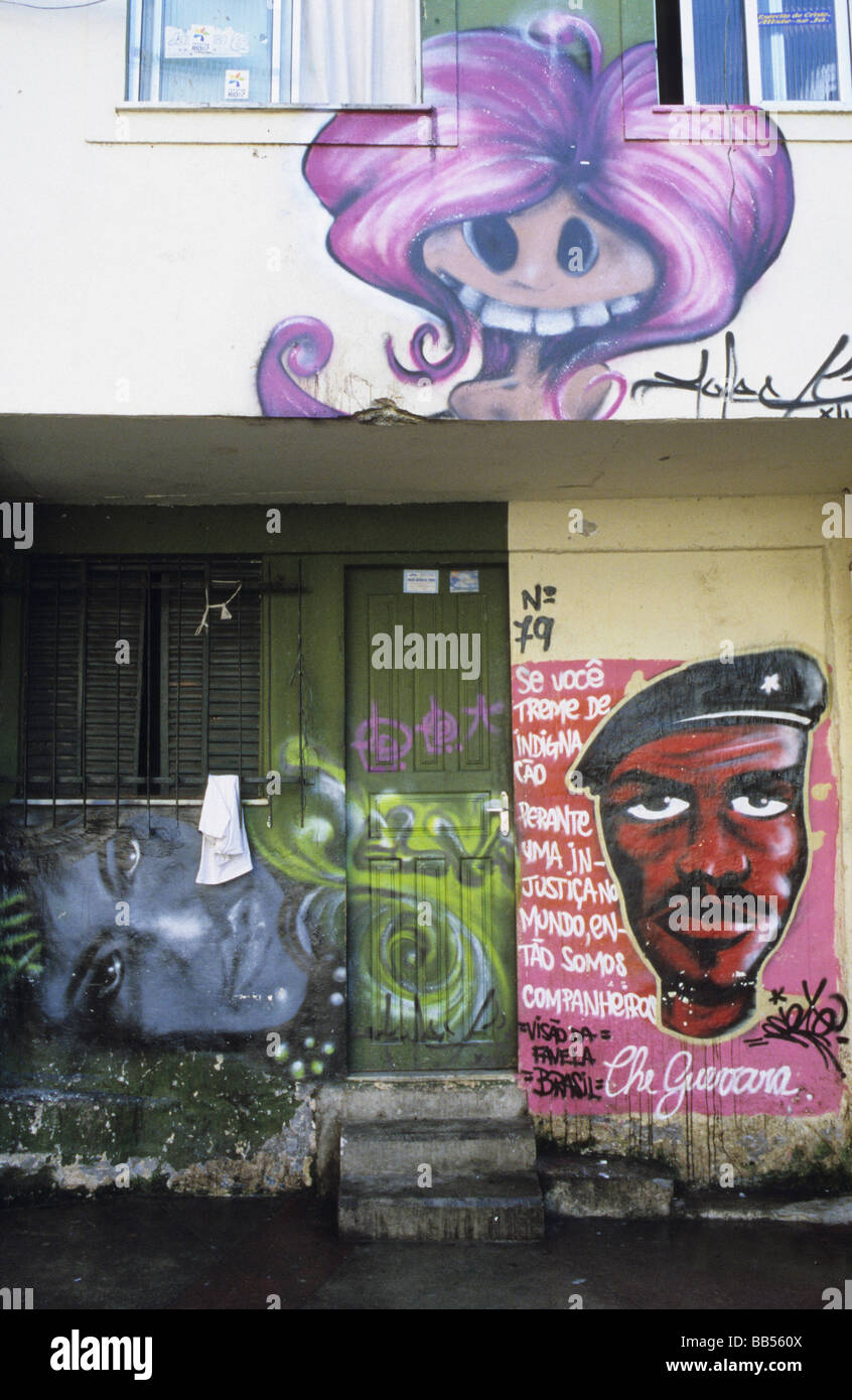 Grafitti Santa Marta Favela Rio de Janeiro Brazil Stock Photo