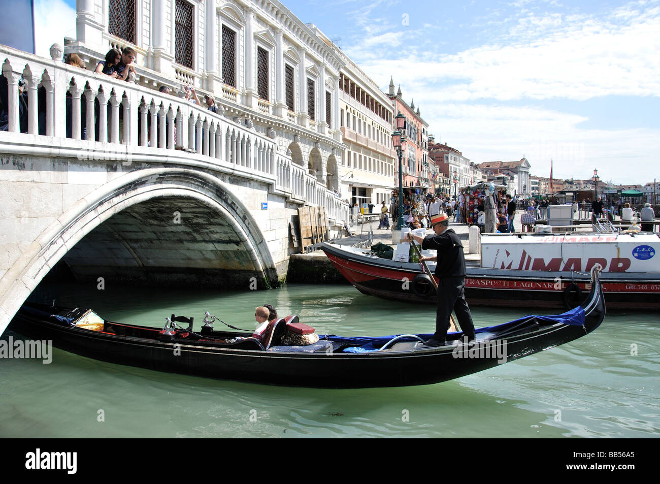 Gondolas on Grand Canal, Venice, Venice Province, Veneto Region, Italy Stock Photo